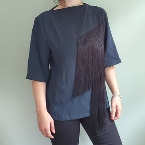 ZARA Turquoise Fringe Blouse